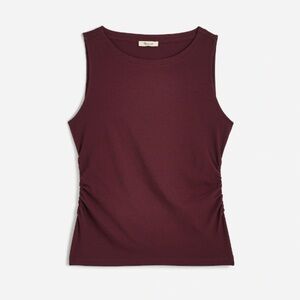Madewell Cinched Crewneck Tank Top Dark Fig Brown Size S NWT Sleeveless Capsule